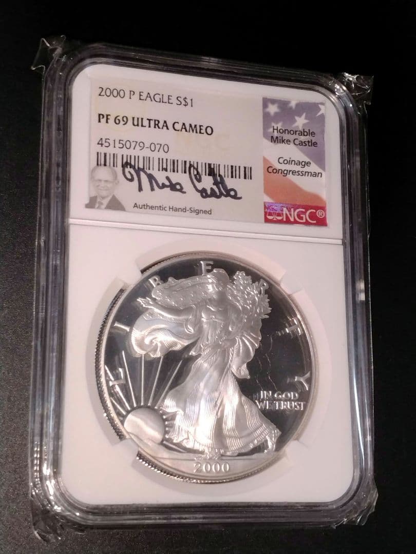 2000年イーグル銀貨　プルーフ銀貨 PF69 ULTRA CAMEO　アメリカ