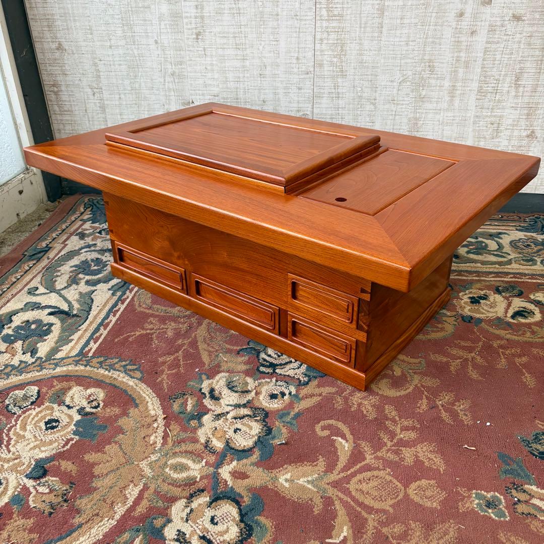 昭和レトロ 欅 木製長火鉢 4杯 引き出し収納付き 火鉢 囲炉裏 古家具 古道具