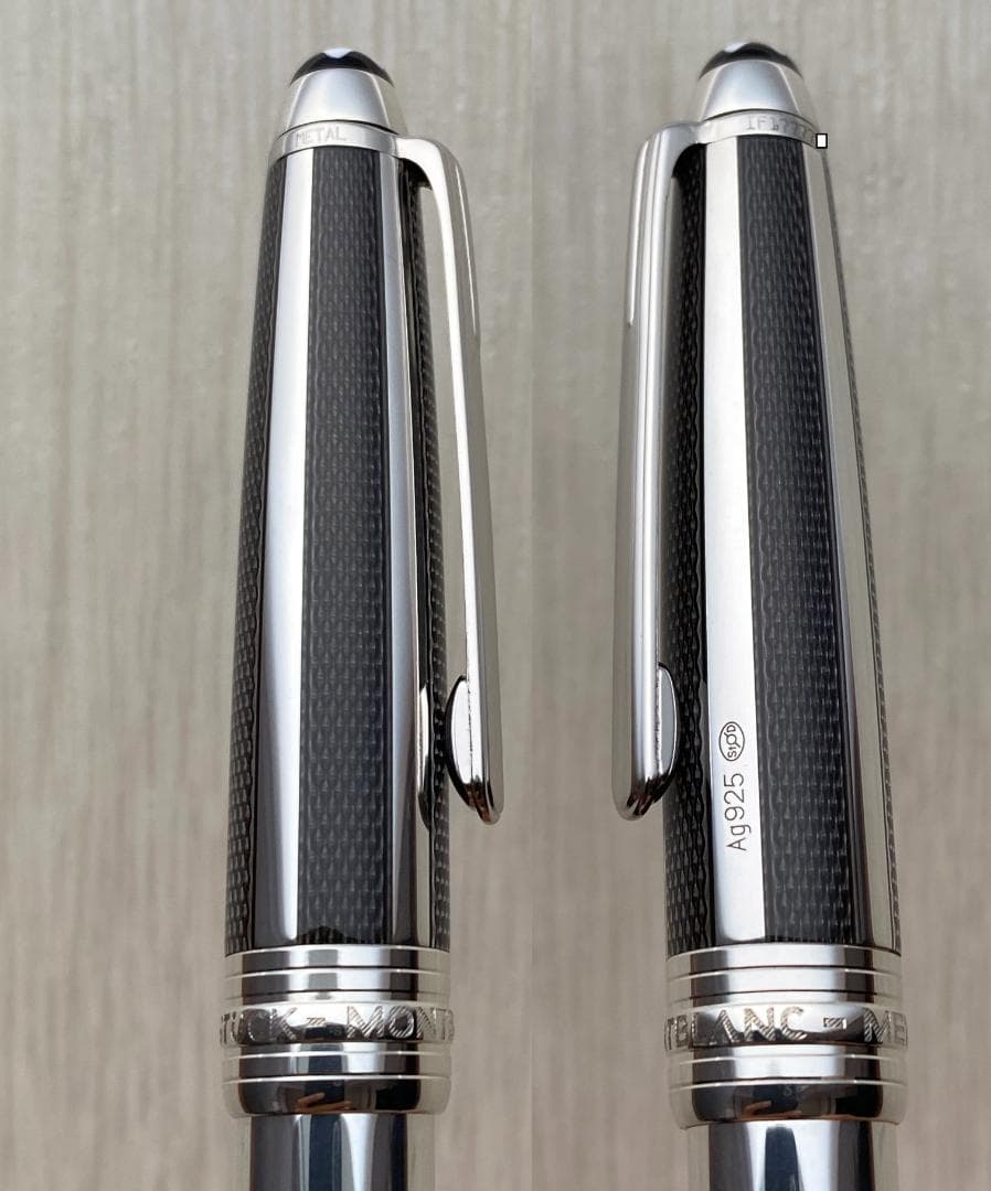 超美品 モンブラン キャップ式 ソリティアシルバーファイバー925ローラーボール
