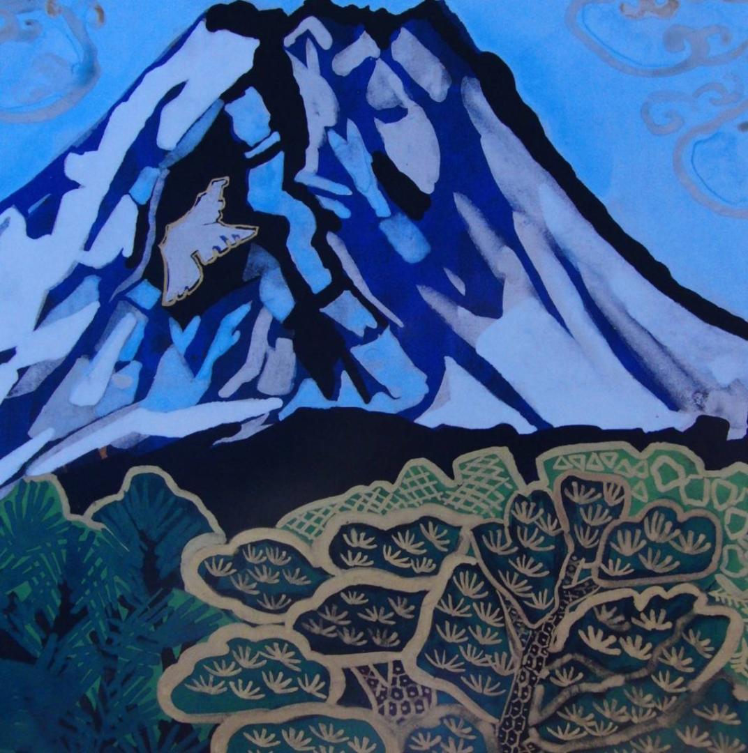 片岡 球子、【めでたき富士（農鳥の見える日）】、大判、超希少画集・額装画