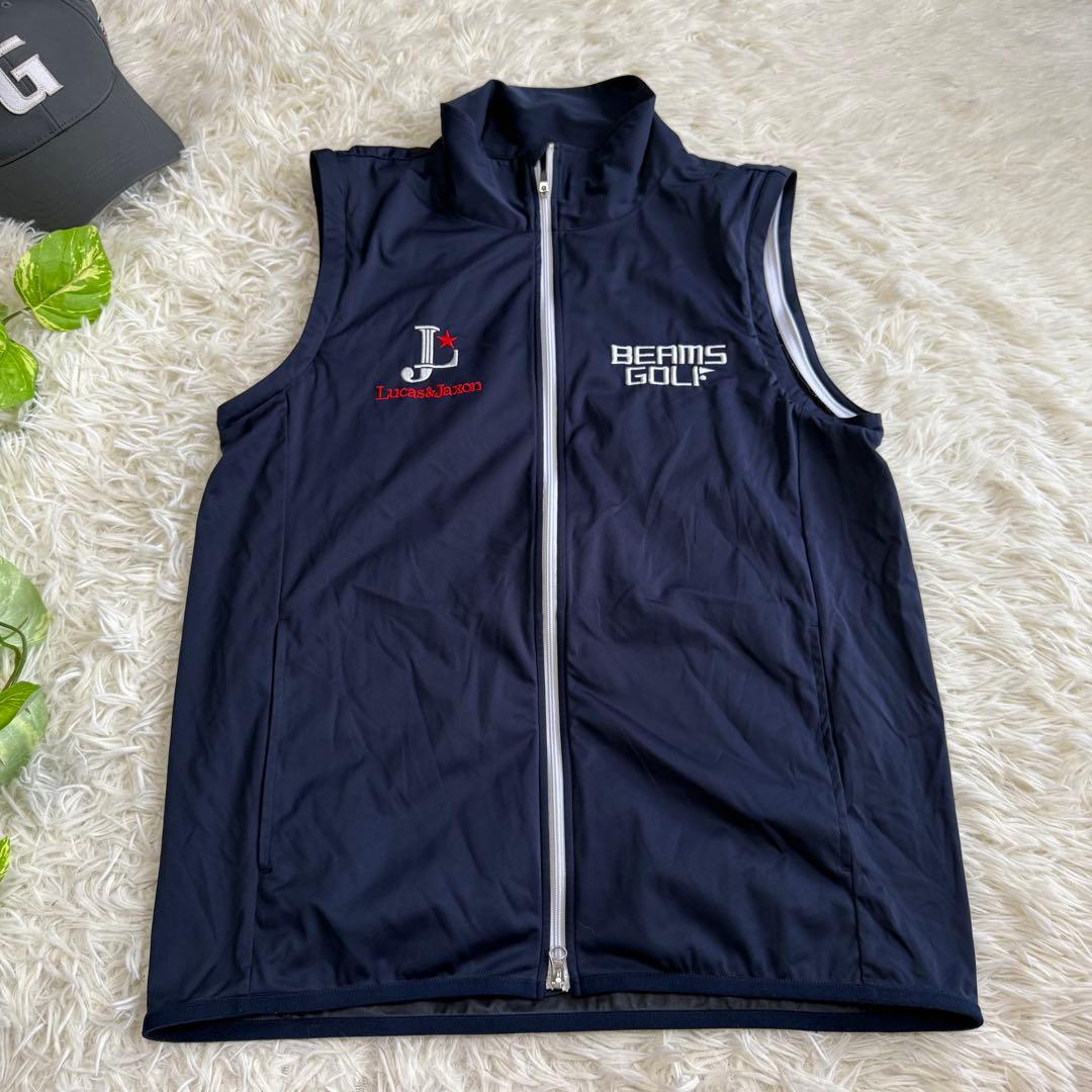 【ビームスゴルフ】美品 ジップジャケット 2way ネイビー Mサイズ メンズ