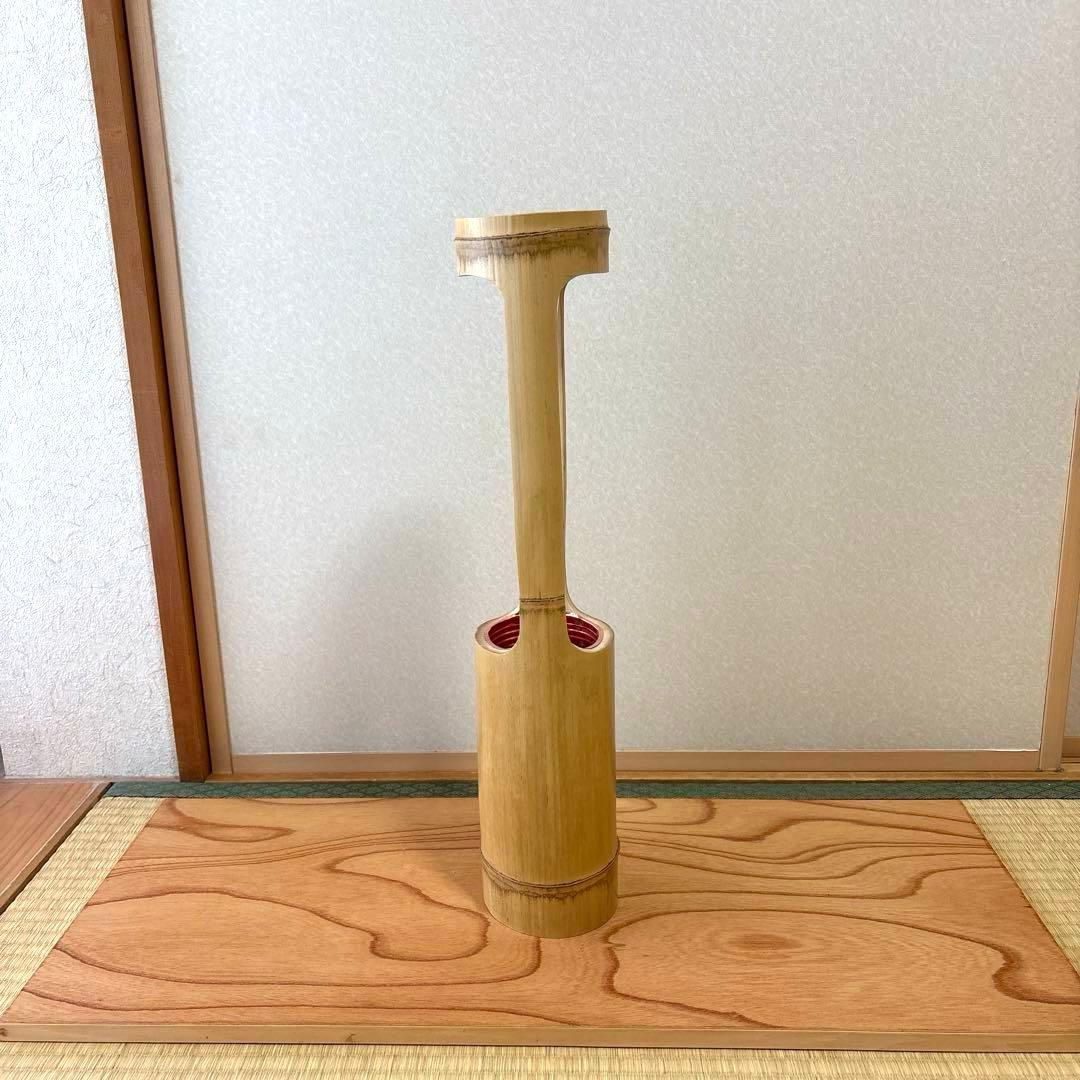 84 美品　根なし　一重切り　一重切　竹花入れ華道具　池坊