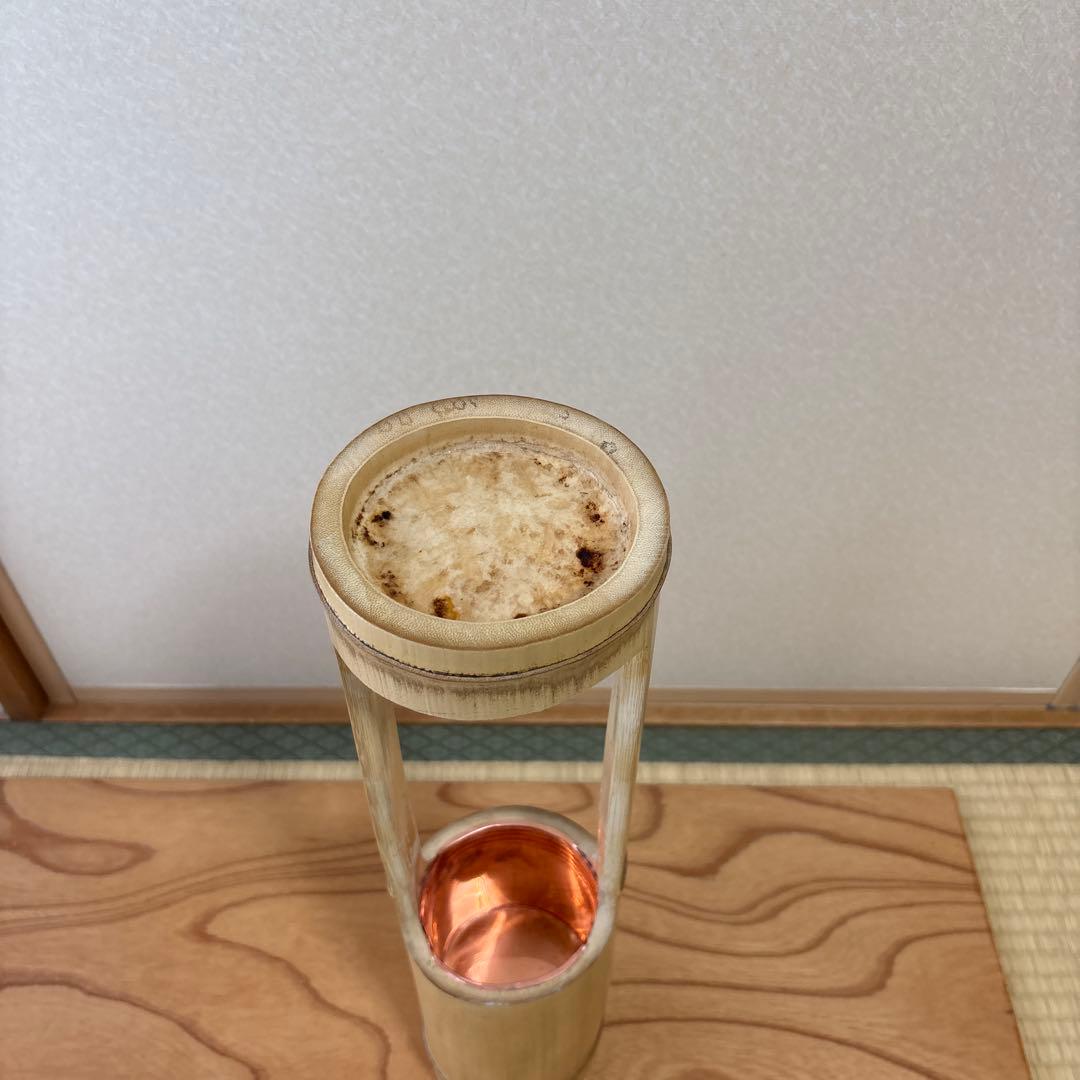 84 美品　根なし　一重切り　一重切　竹花入れ華道具　池坊