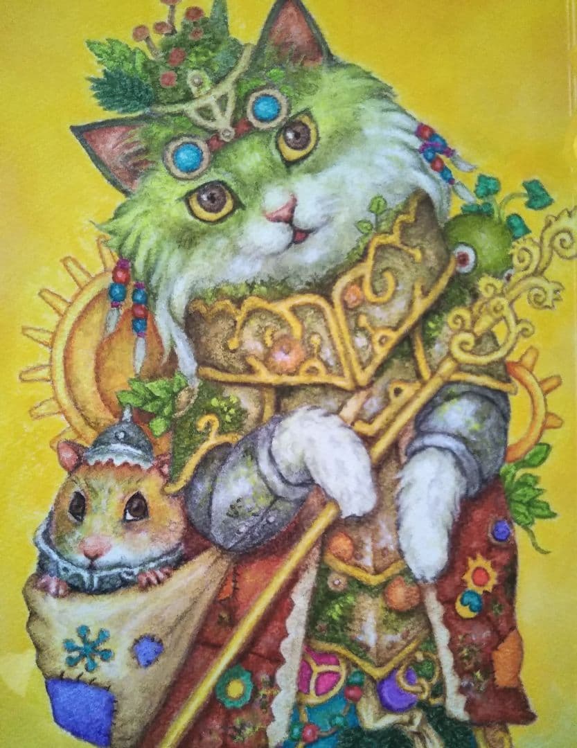 特別価格★【原画】『苔むした戦士メイガス』（ペルシャ猫　絵画　入賞作品　騎士）