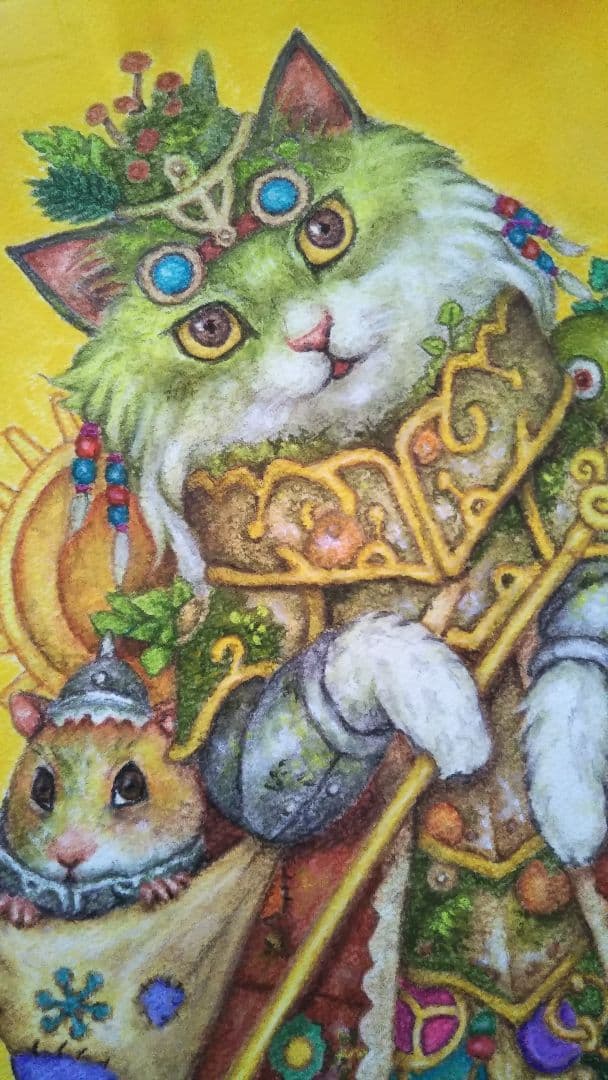 特別価格★【原画】『苔むした戦士メイガス』（ペルシャ猫　絵画　入賞作品　騎士）