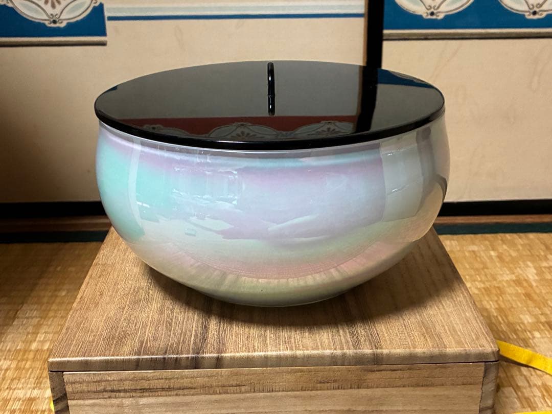 茶道具 ガラス 平水指 花押 永田宗伴書付 共箱 表千家 煎茶道具