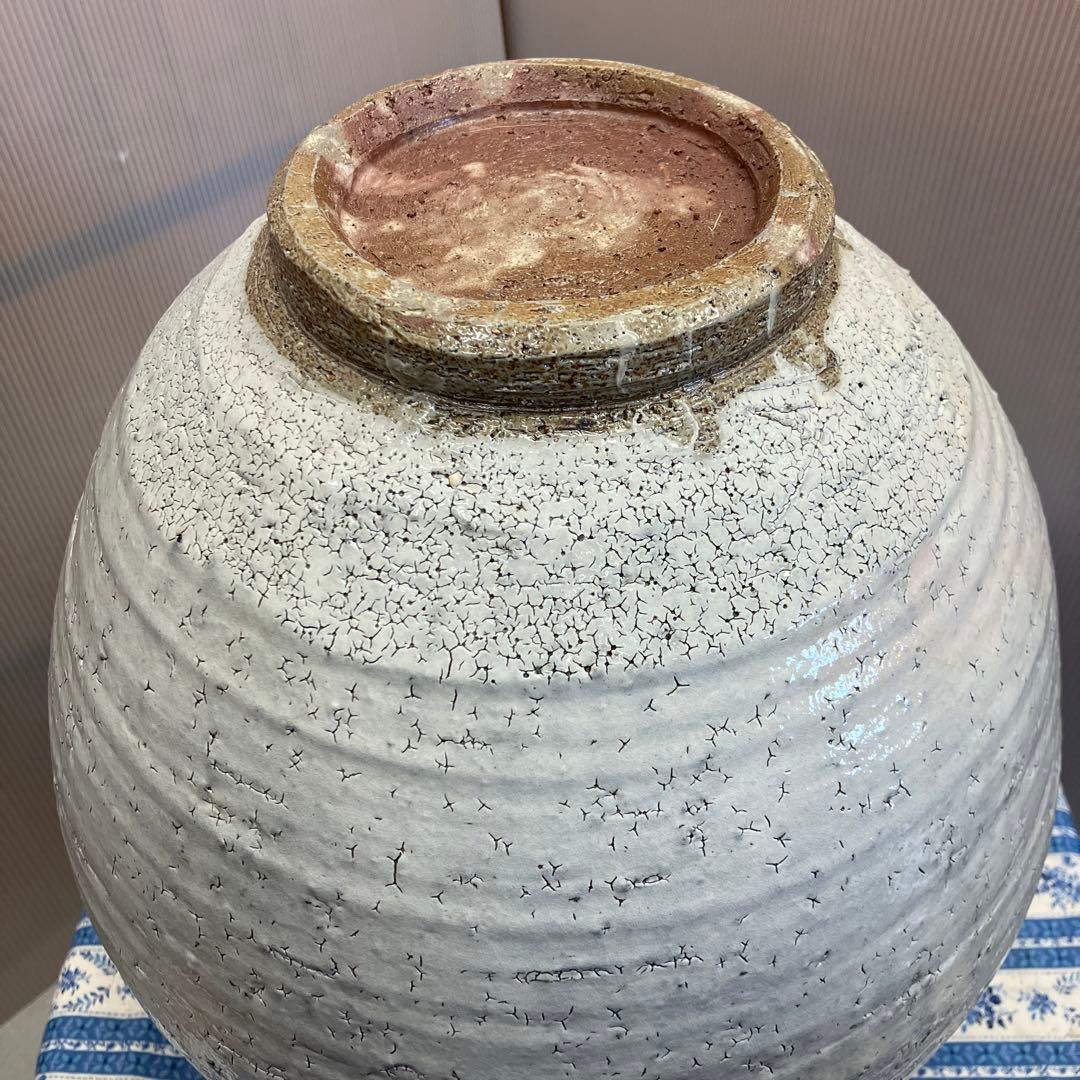 華道道具　花器　粉引壺　伊藤雄志　造　共箱　栞　S85KT