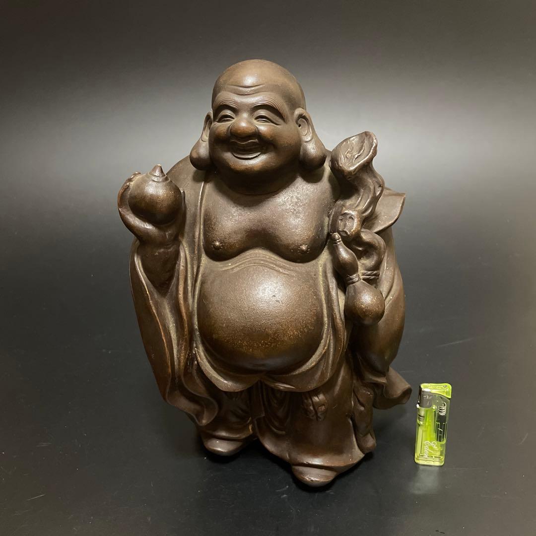 時代物　備前焼　特大　布袋様　友敬作　七福神