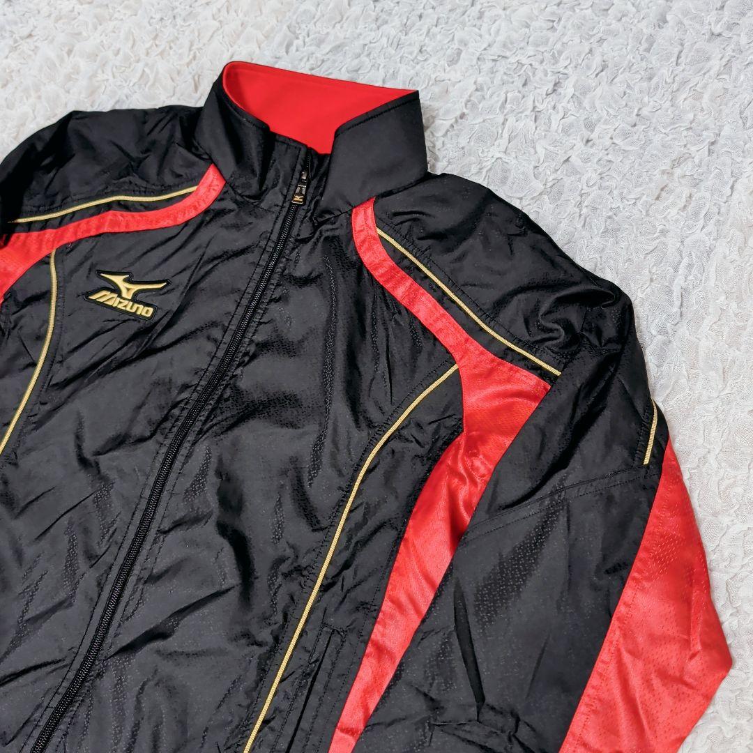 ミズノプロ ウィンドブレーカー セットアップ 上下M 黒×赤×金