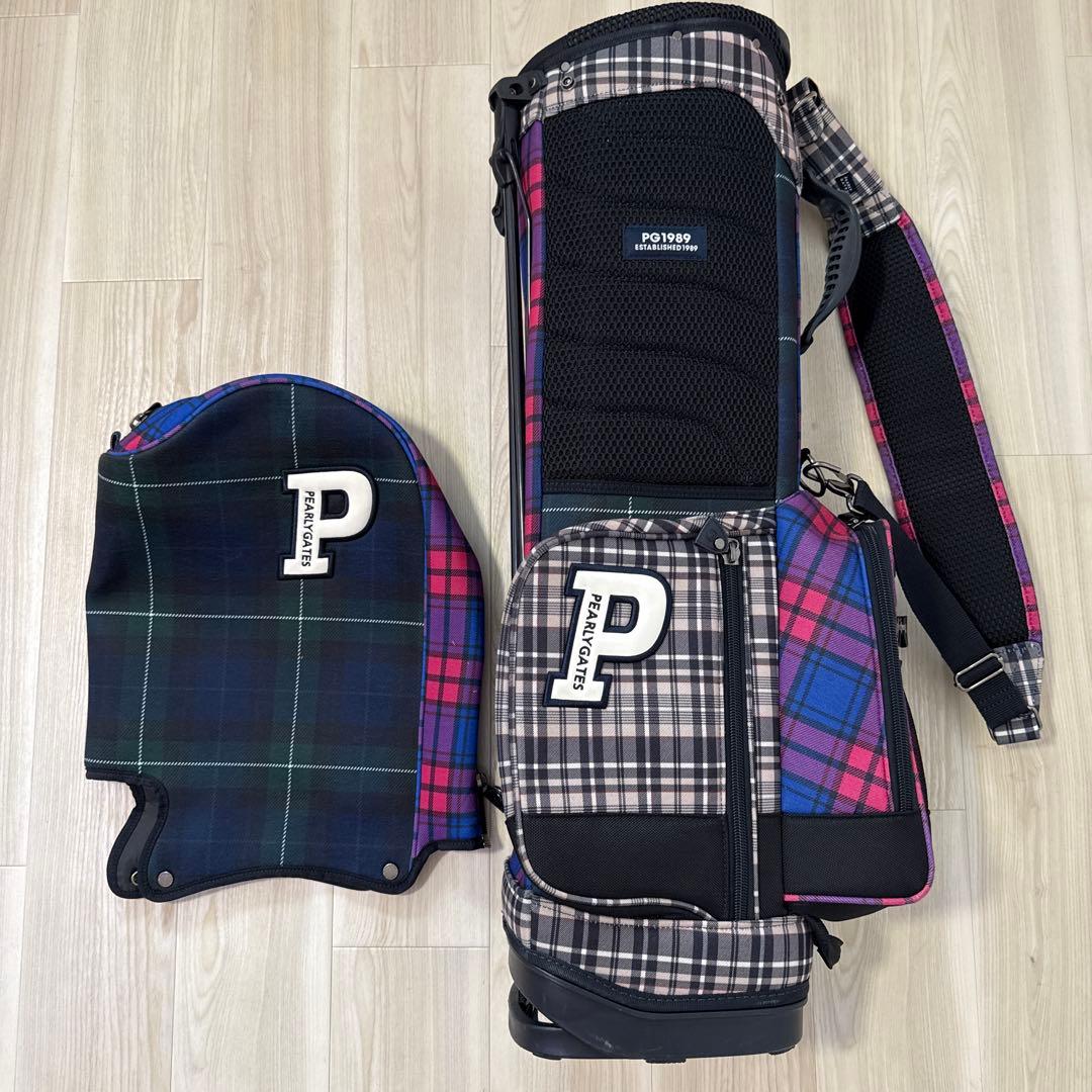 パーリーゲイツ　キャディバッグ　スタンド式　軽量　チェック柄