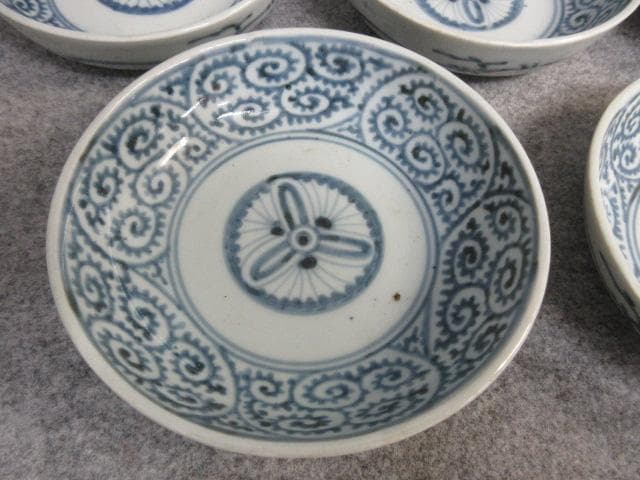古伊万里染付蛸唐草文くらわんかなます皿5枚 [B26533]