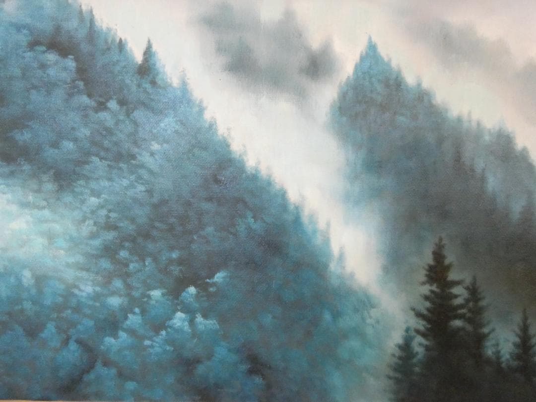 【限定値下げ】風景画　大型絵画　東山魁夷　山雲　額付き　手描き　肉筆