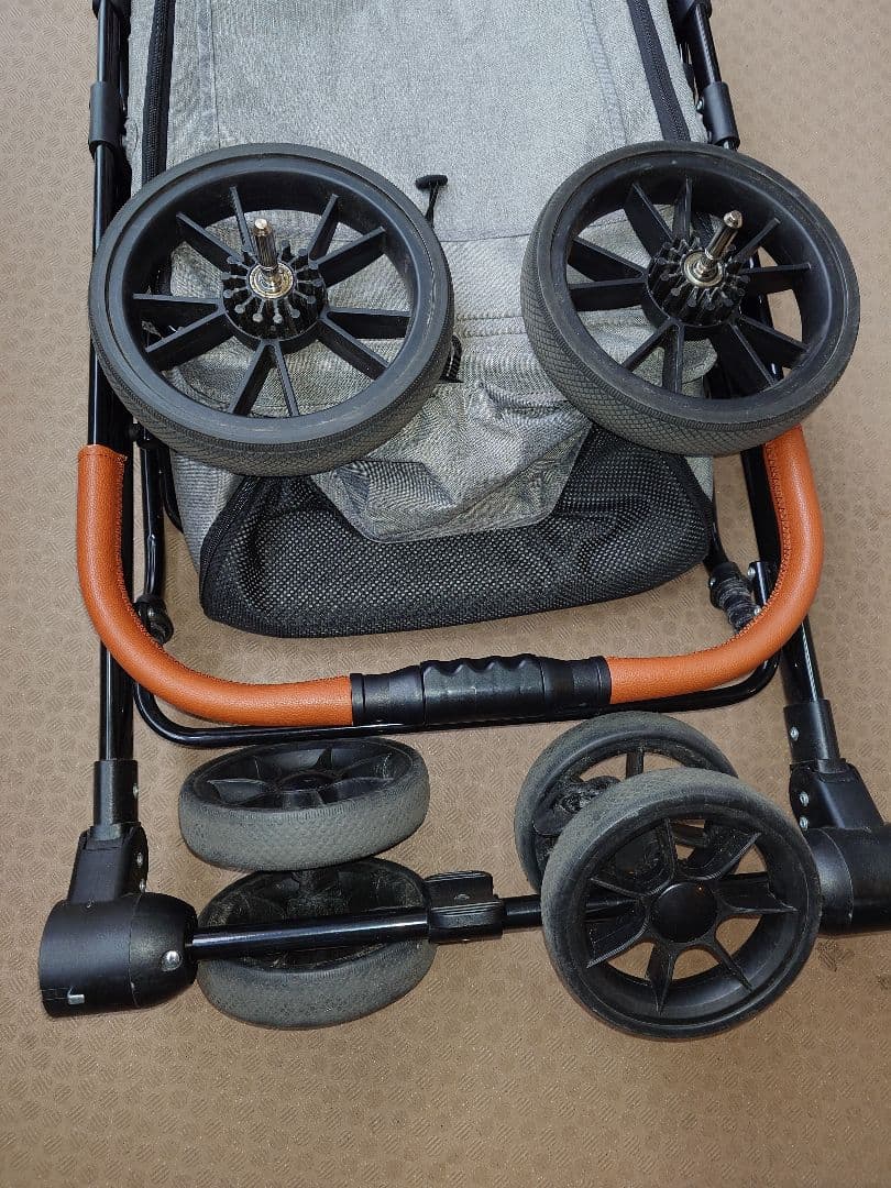 ペットカート グレー スチールフレーム　中型犬用　 折りたたみ式　耐荷重30kg