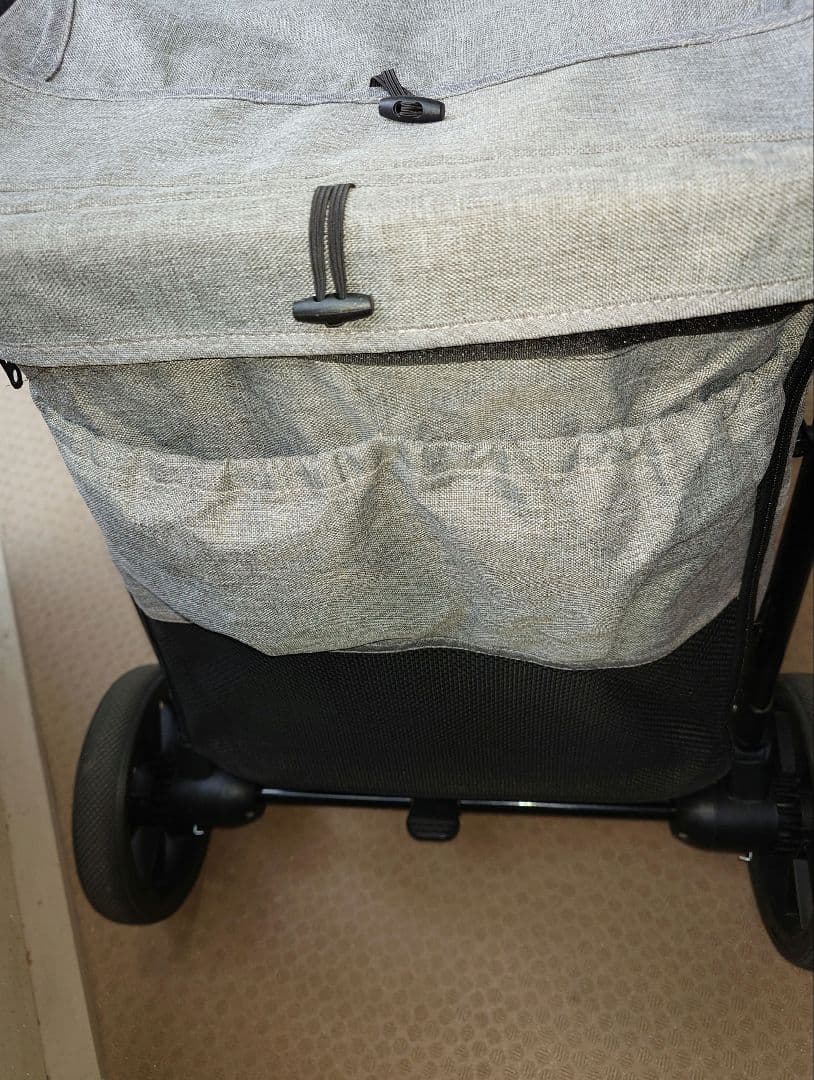 ペットカート グレー スチールフレーム　中型犬用　 折りたたみ式　耐荷重30kg