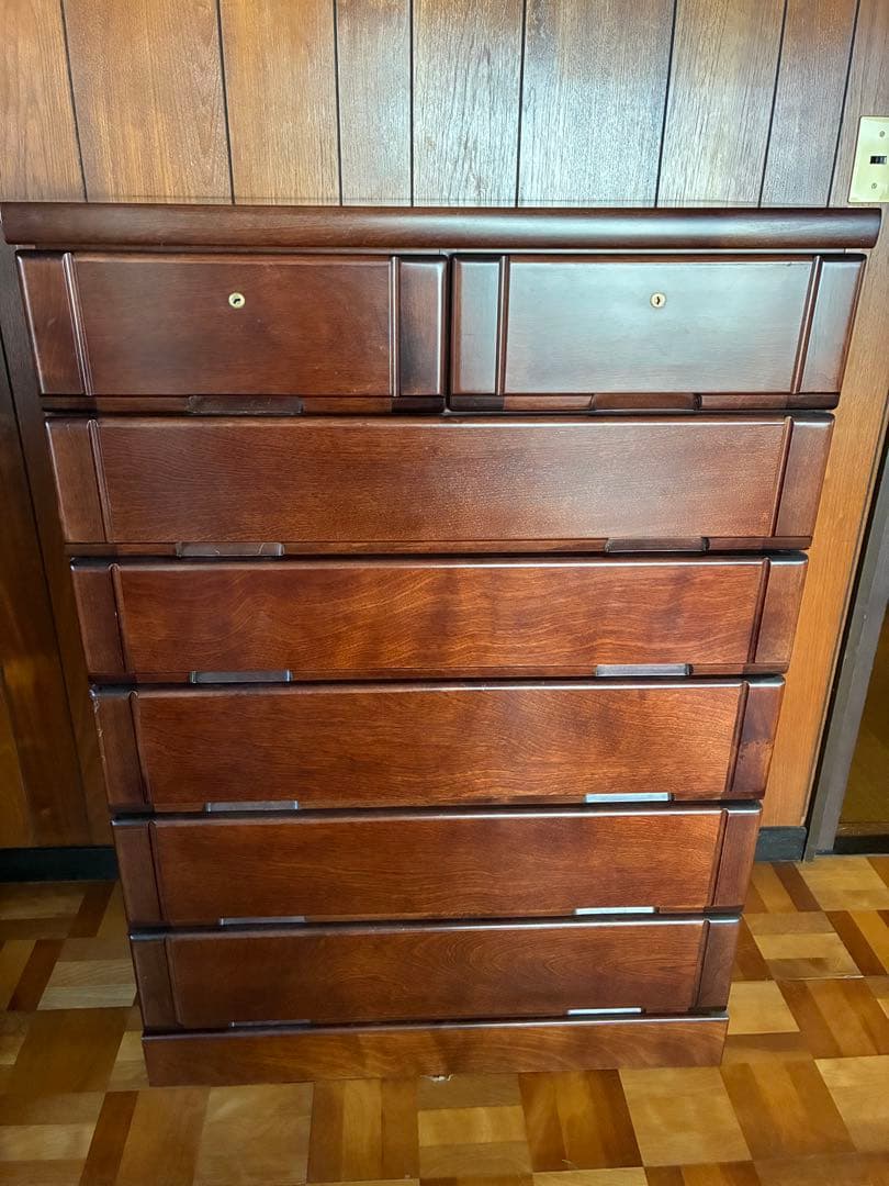 山梨県内配送無料 美品 東海家具（Tokai Kagu）高級チェスト 木製たんす