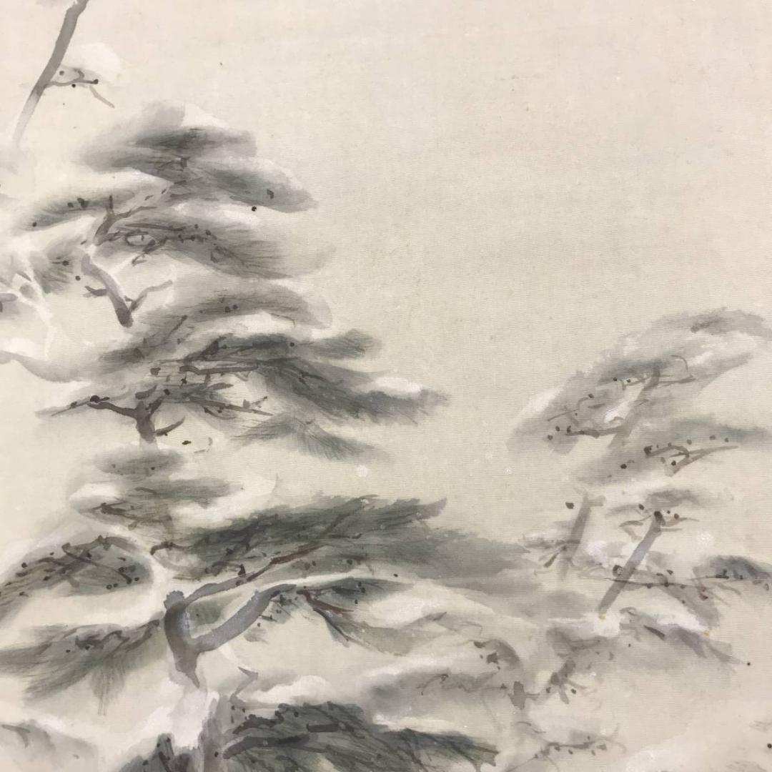 【真作】山本紅雲/松林雪斎図/山水図/雪景山水図/掛軸/名家伝来/AD-195