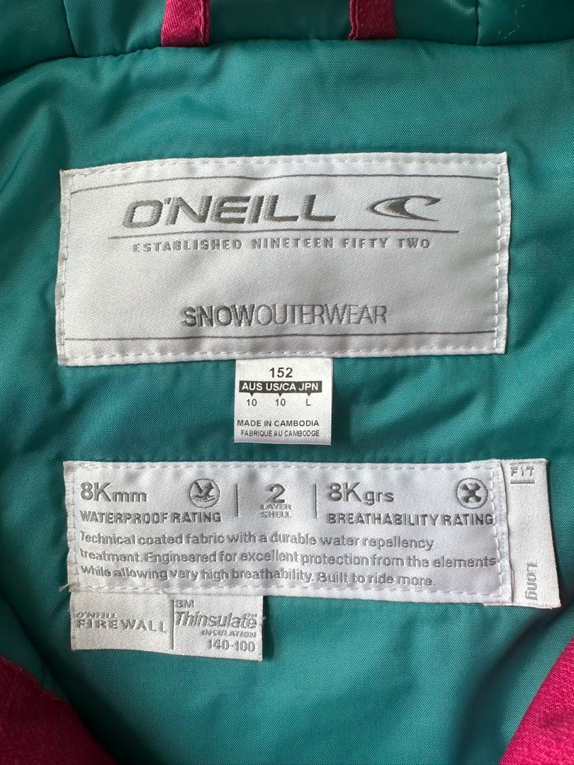 ONEILLキッズスノーボードウェア セットアップ ピンクドット140cm