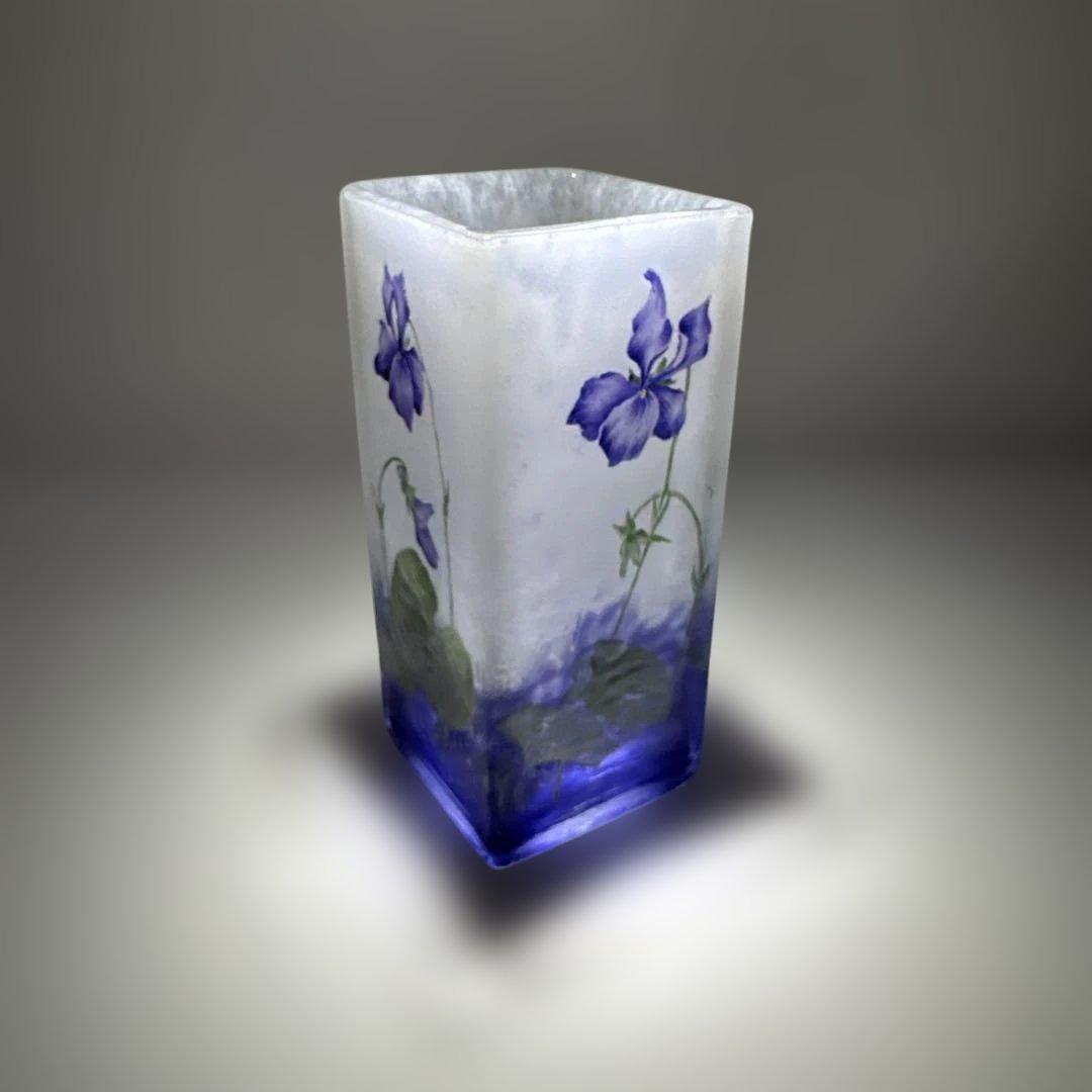 ★アンティークドーム 【 Daum 】 ★スミレ★ 花瓶★12.3 ㎝★