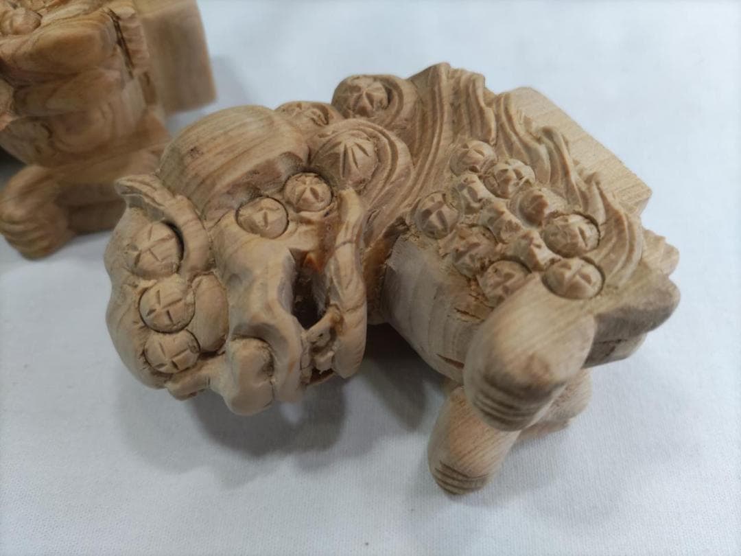 獅子鼻1.5寸　社寺仏閣、神輿、山車彫刻、1組（阿吽２体）