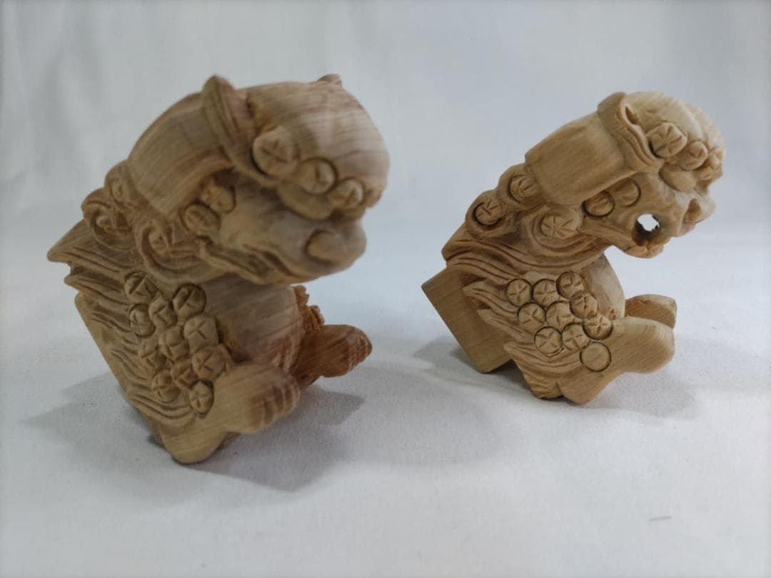 獅子鼻1.5寸　社寺仏閣、神輿、山車彫刻、1組（阿吽２体）