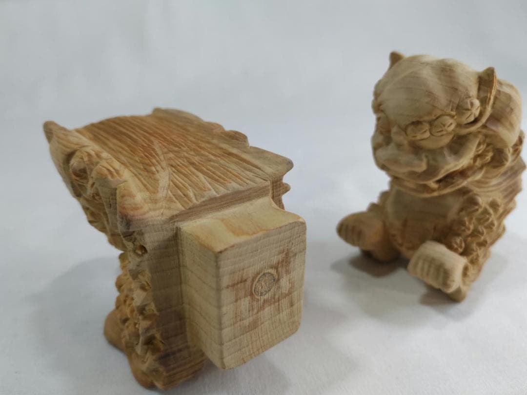 獅子鼻1.5寸　社寺仏閣、神輿、山車彫刻、1組（阿吽２体）