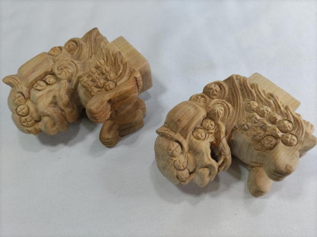 獅子鼻1.5寸　社寺仏閣、神輿、山車彫刻、1組（阿吽２体）