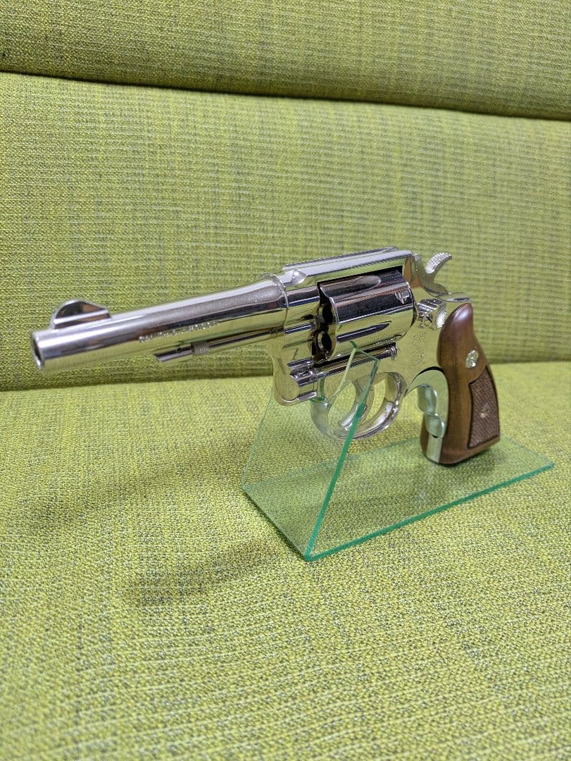 (木グリ)　タナカワークス　S&W M10 ミリポリ　ニッケルフィニッシュ