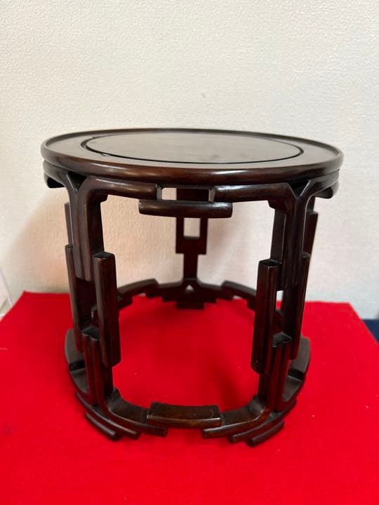 古美術/物置/紫檀台；F25