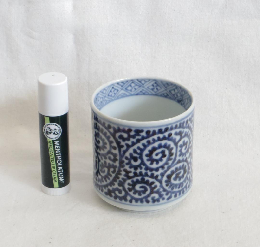 筒茶碗　染付　タコ唐草　古伊万里　江戸期　★画像⑧⑨、欠けx2