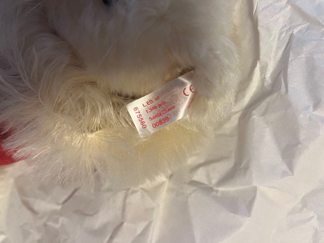 シュタイフ　赤いフード付き白いクマのぬいぐるみ