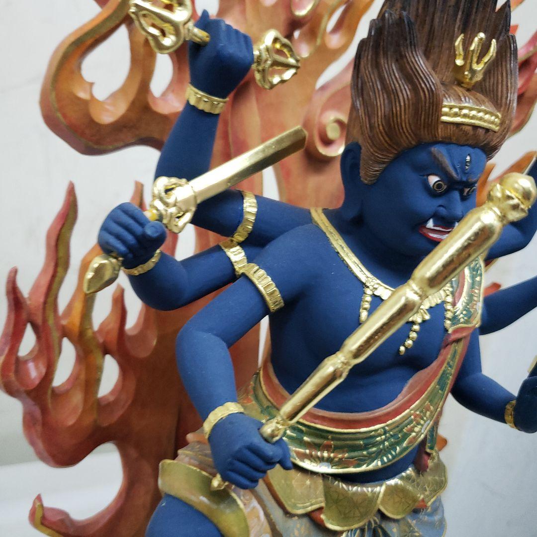 Ｂフライデー極彩色 錐金特上彫り烏枢沙摩明王8寸立五大明王の一人 高さ約57cm