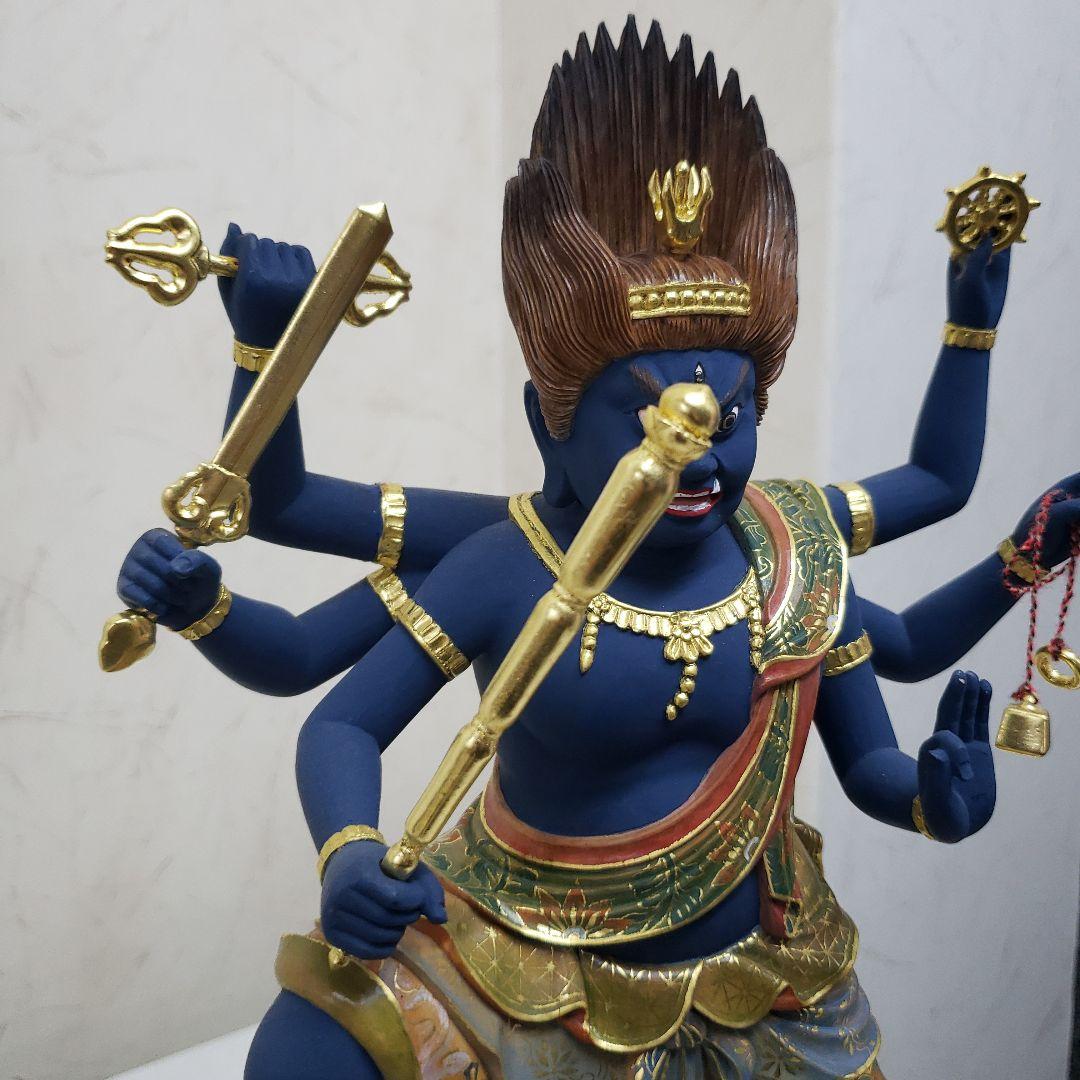 Ｂフライデー極彩色 錐金特上彫り烏枢沙摩明王8寸立五大明王の一人 高さ約57cm