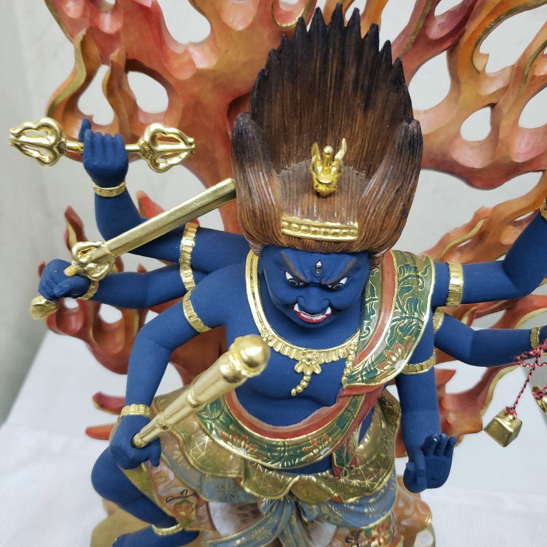 Ｂフライデー極彩色 錐金特上彫り烏枢沙摩明王8寸立五大明王の一人 高さ約57cm