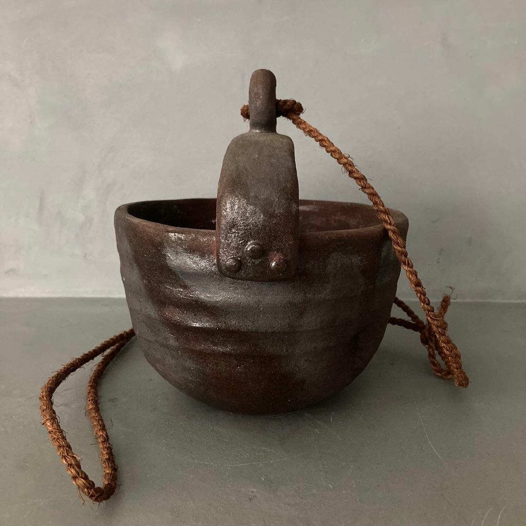 泉喜仙 大樋焼 釣瓶 花入 松雲窯 花器