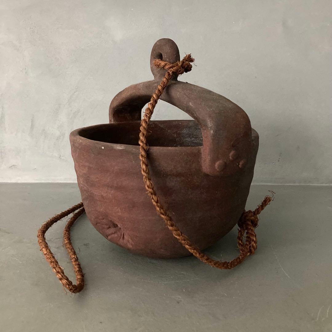 泉喜仙 大樋焼 釣瓶 花入 松雲窯 花器