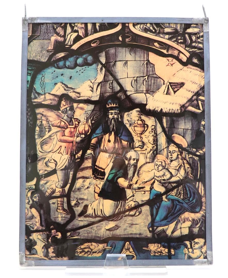 東方三博士の礼拝 ヴィンテージ ステンドグラス マギ キリスト 誕生 アメリカ製