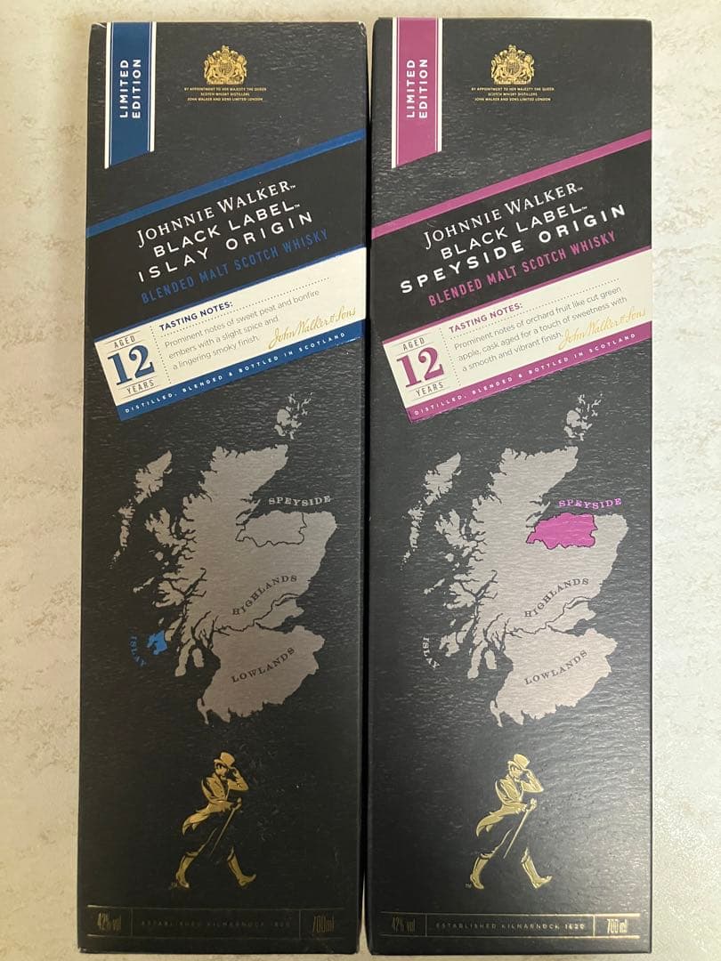ジョニーウォーカーブラックラベル2種類(アイラオリジン、スペイサイドオリジン