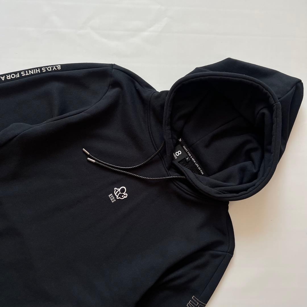 8YARDS ハチヤーズ　パーカー　ロゴ　ゴルフ　メンズ　L 黒　プルオーバー