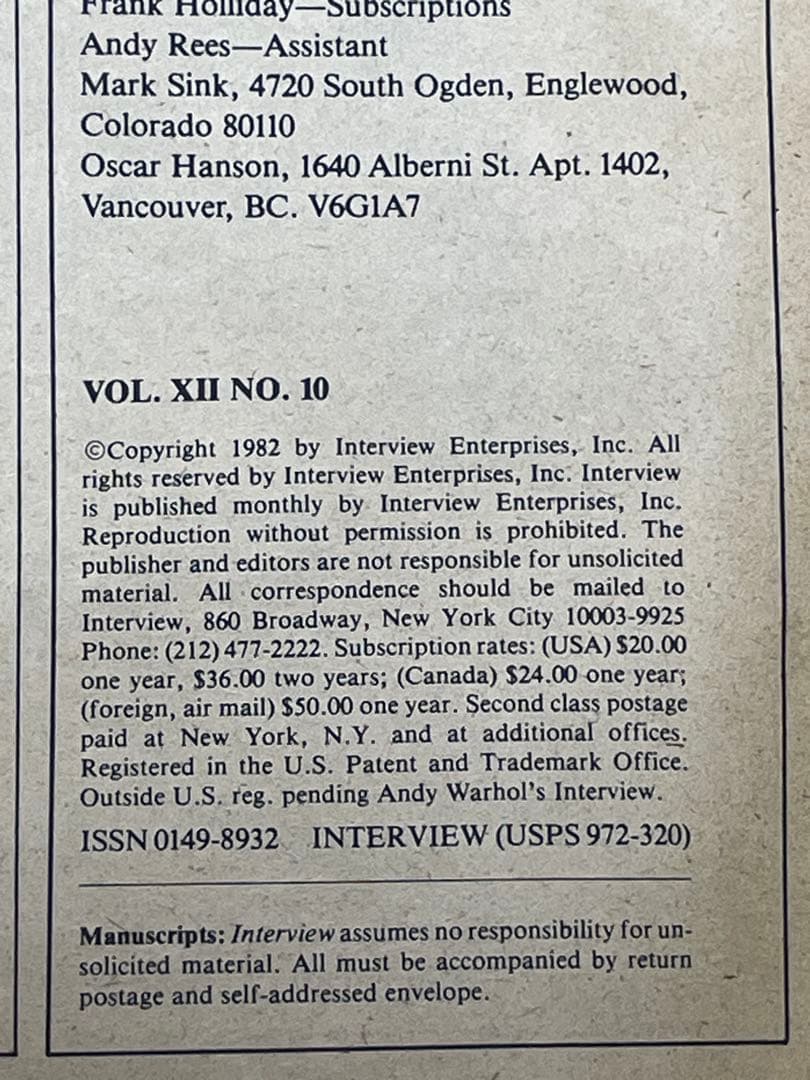baku大幅値下げandywarhol「Interview」誌