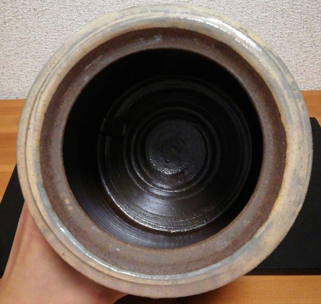 市野豊治作　白丹波　箆目　水指　共箱　共布　略歴付　茶道具