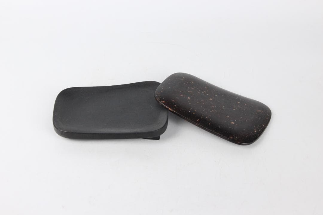 書道具 甲斐雨端硯 十一代 雨宮静軒作 石硯 共箱 FJ21-10