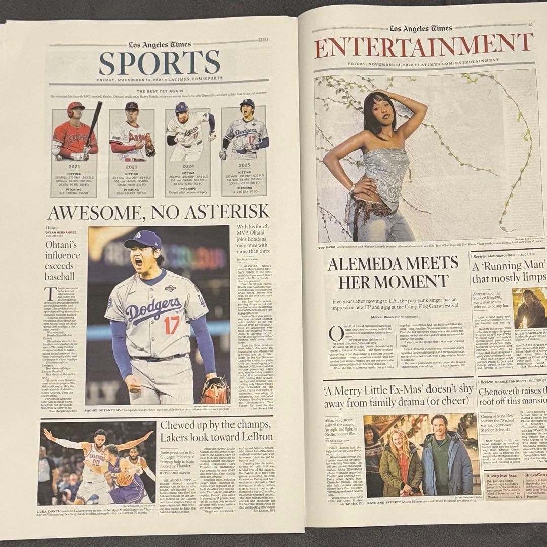 ドジャース 大谷翔平 『MVP記念号』 3年連続受賞で歴代単独2位となる4度目‼︎