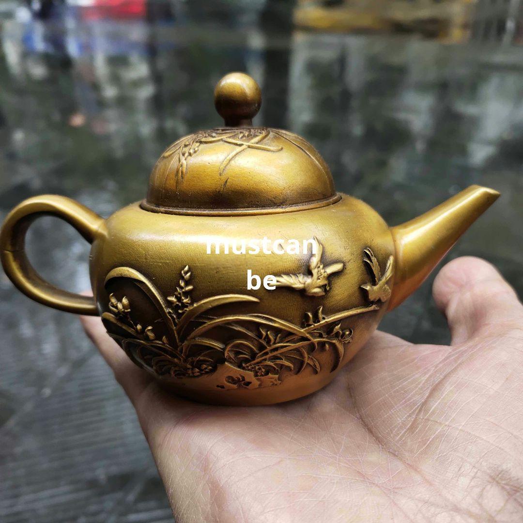 銅器 花鳥茶壺 酒壺 茶道具 煎茶器 工芸品 置物