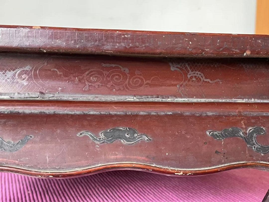 骨董品 18-19世紀の漆器 朱塗 螺鈿 机 中国？韩国？日本？
