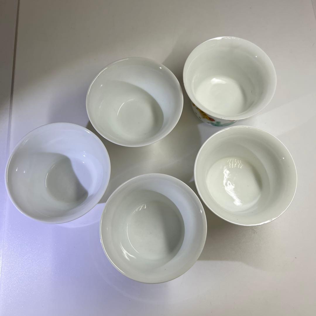 中国美術　粉彩蓋茶碗5客　口径約9㎝　東Y8-0204☆2Fタトチ