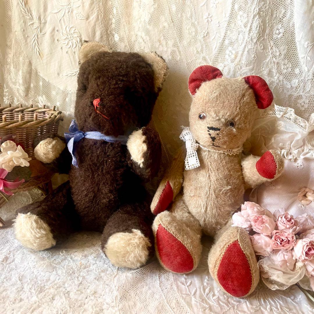 JPMベア2体セット26cm&30cmテディベア　ぬいぐるみフランスアンティーク