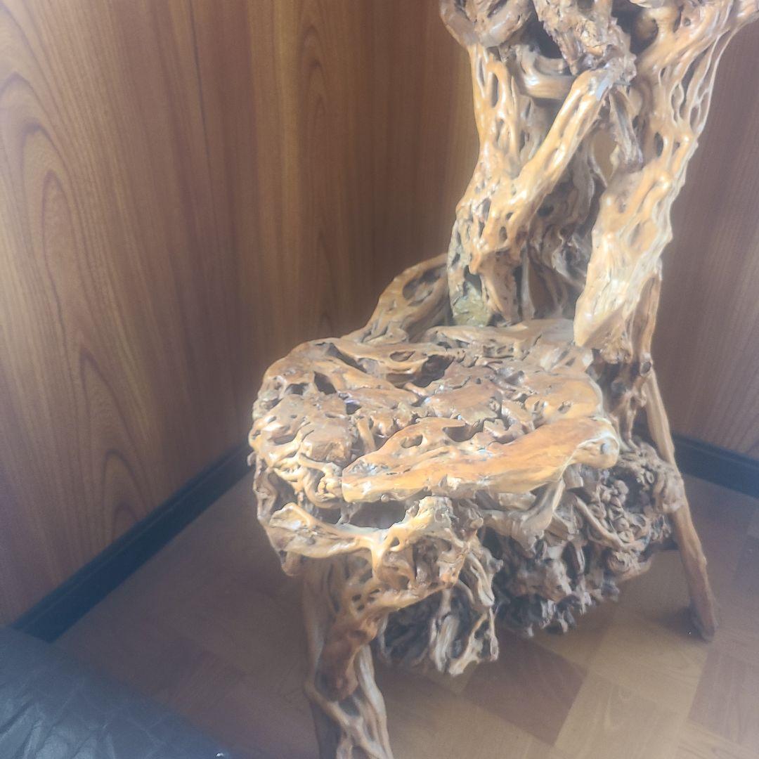 No.112 天然木　無垢材/根卓二段棚　木工芸　飾り台【希少】