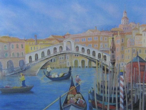 折本美禰子、『ベニスに遊ぶ』、希少画集より、状態良好、新品木製額・額装付