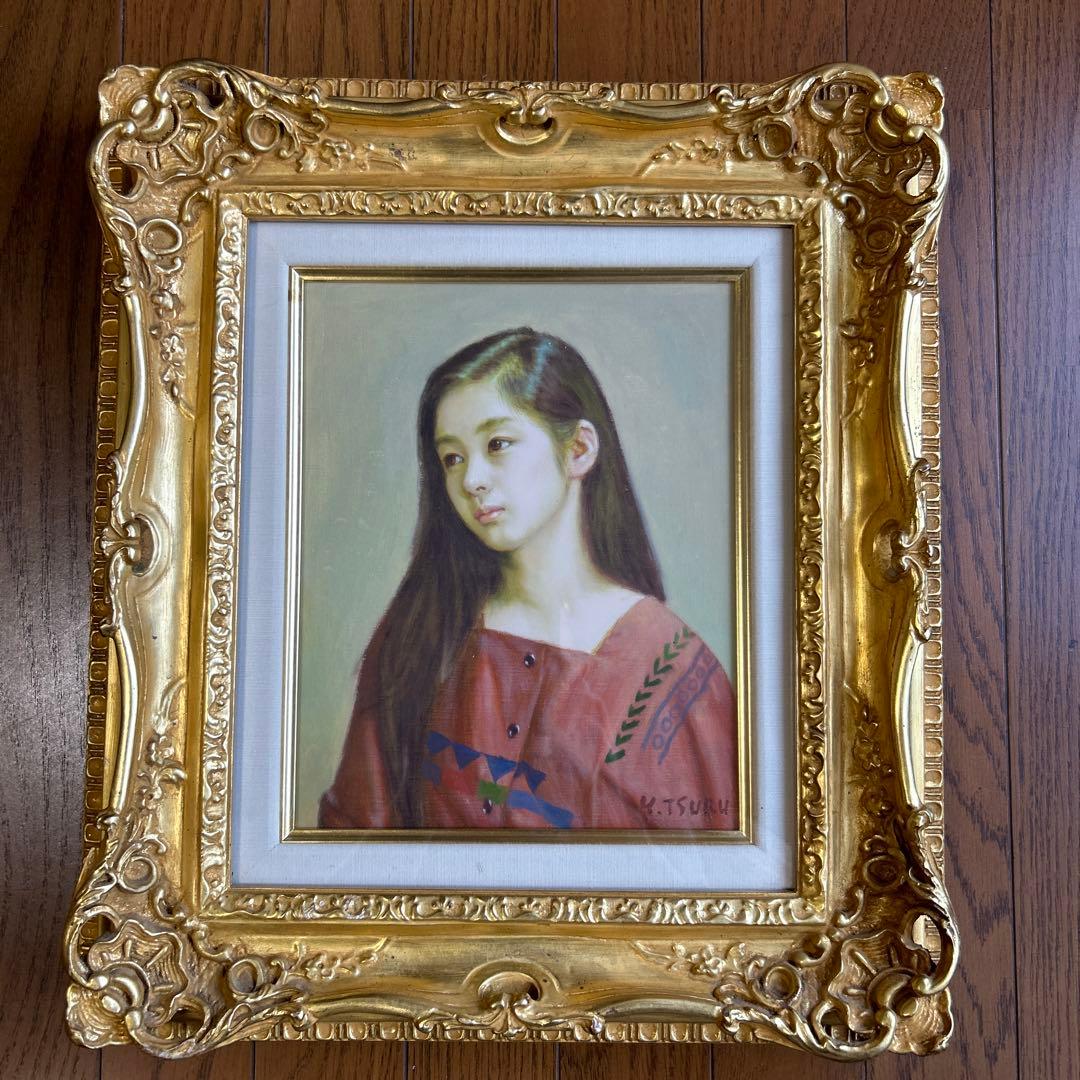 絵画　油彩画　女性　鶴村義美　「二十歳」