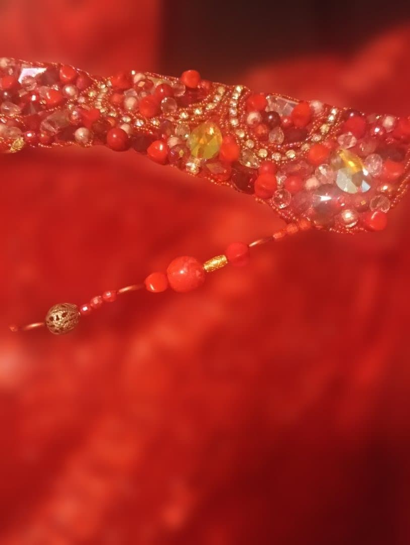 【新品Sale】エジプト製デザイナーズベリーダンス衣装セット赤《花》